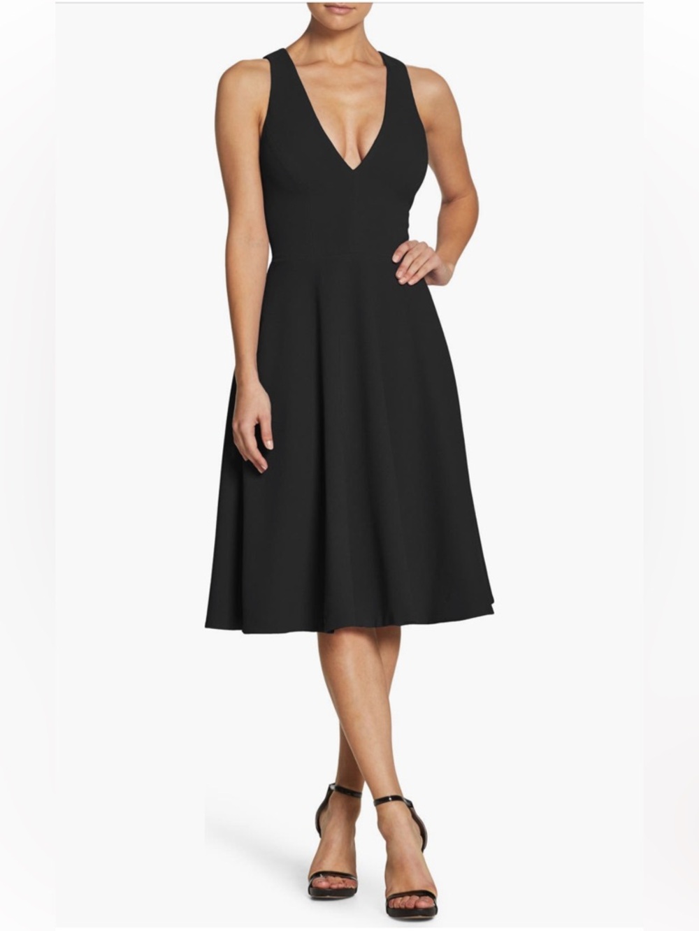 Dress the‎ Population Catalina Fit Flare Black Cocktail Dress Sz S Wedding Guest